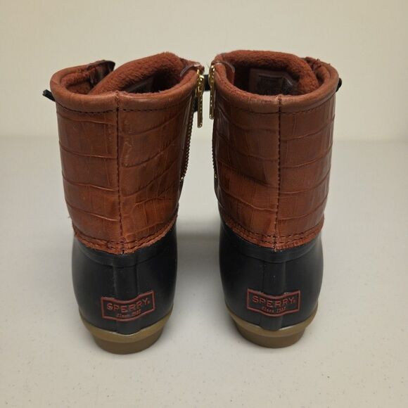 Sperry Womens Waterproof Duck Rain Boots Size 7 Black & Brown STS86697 - Picture 3 of 16